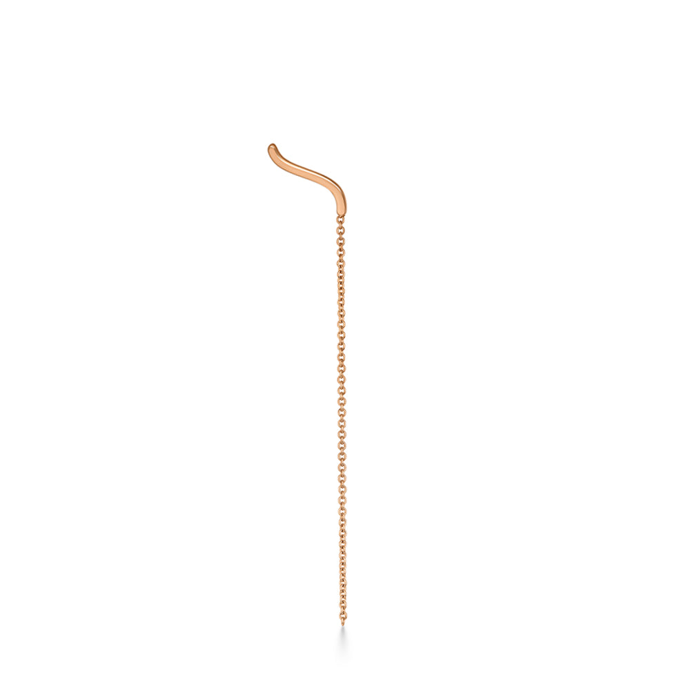 Climbing gold earring (single earring) with chain