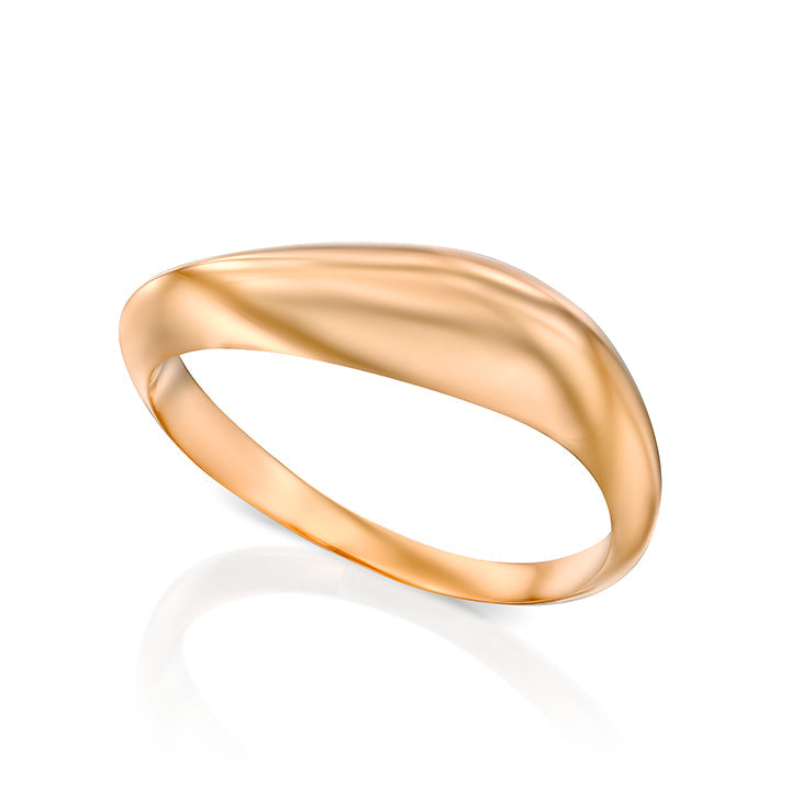 Wave shaped thick organic gold ring