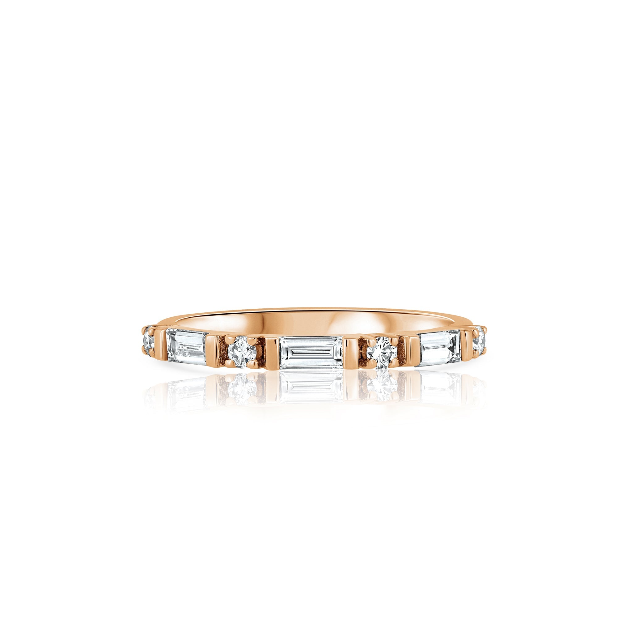 Baguette-cut semi-internet laboratory diamond ring