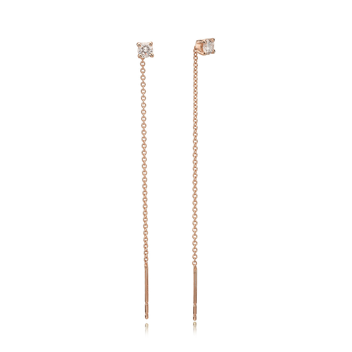 Gold chain earrings studded with 0.20ct diamonds