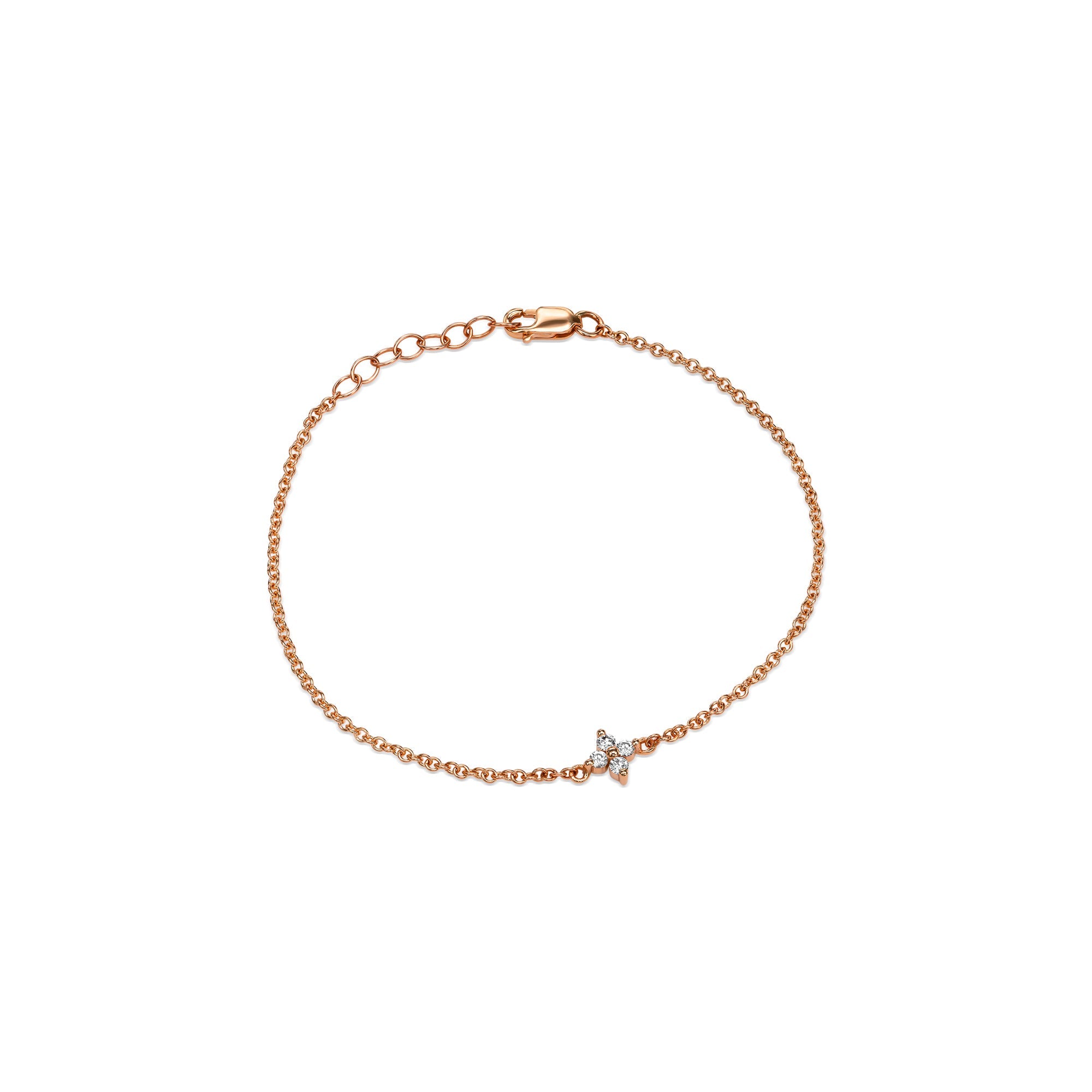 Gold bracelet for women set with 4 diamonds