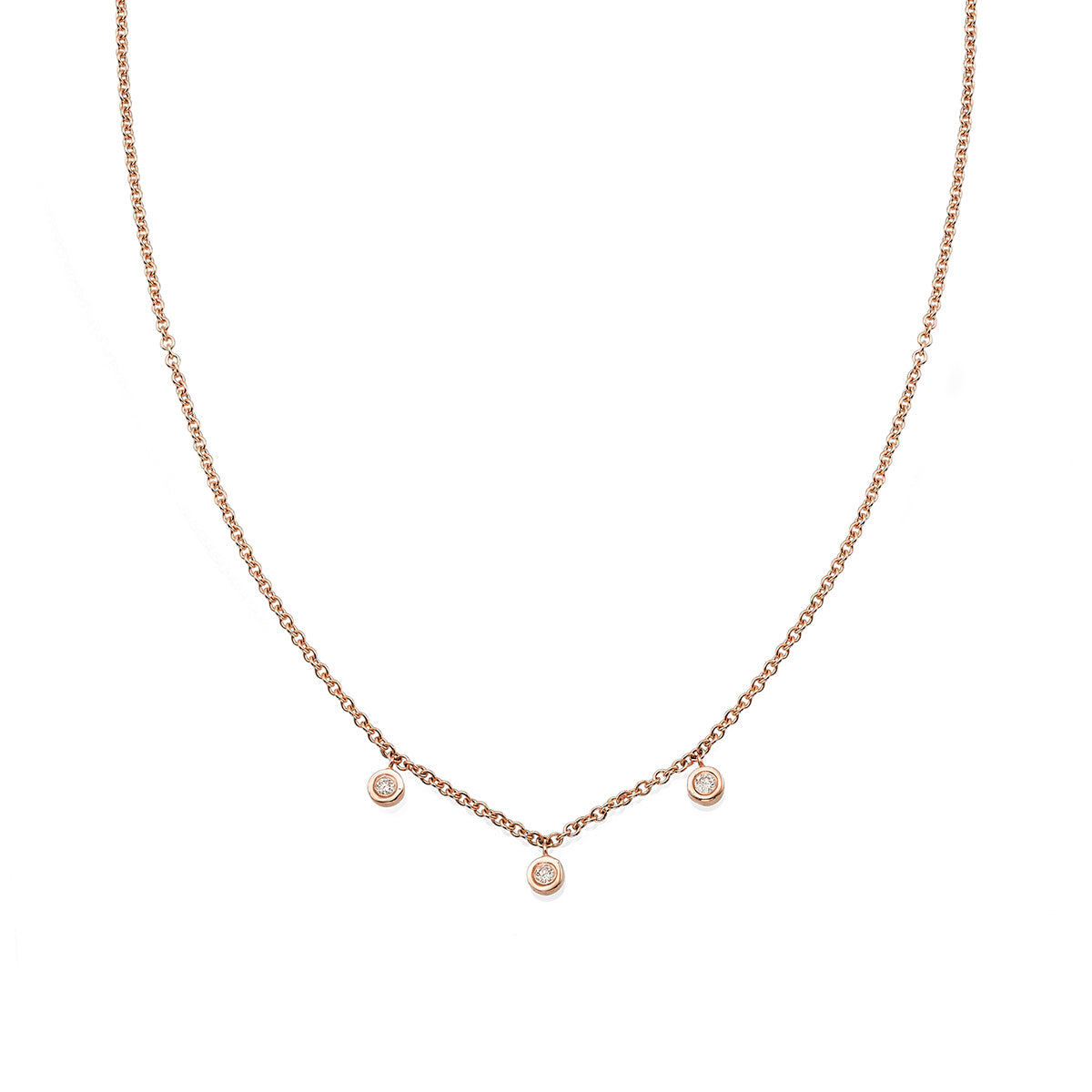 Necklace with 3 hanging diamonds