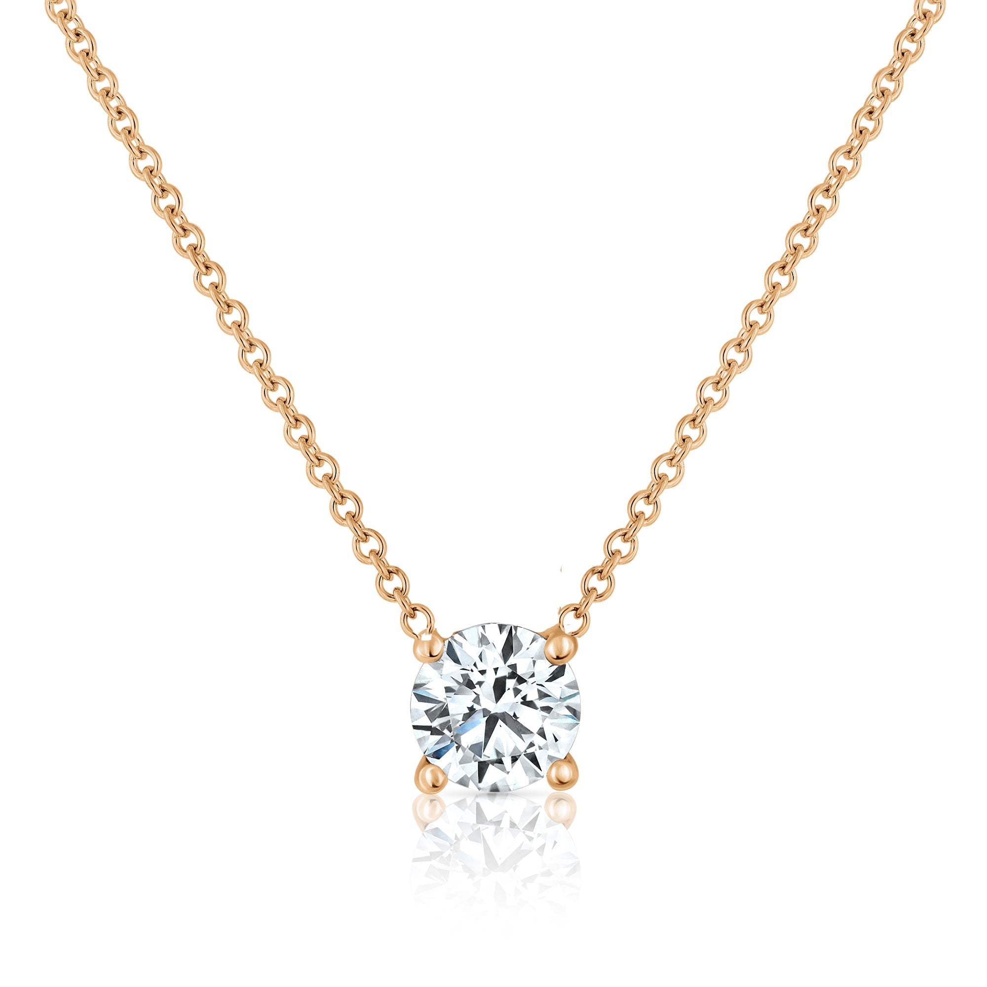 A classic gold chain set with a 1 carat lab diamond