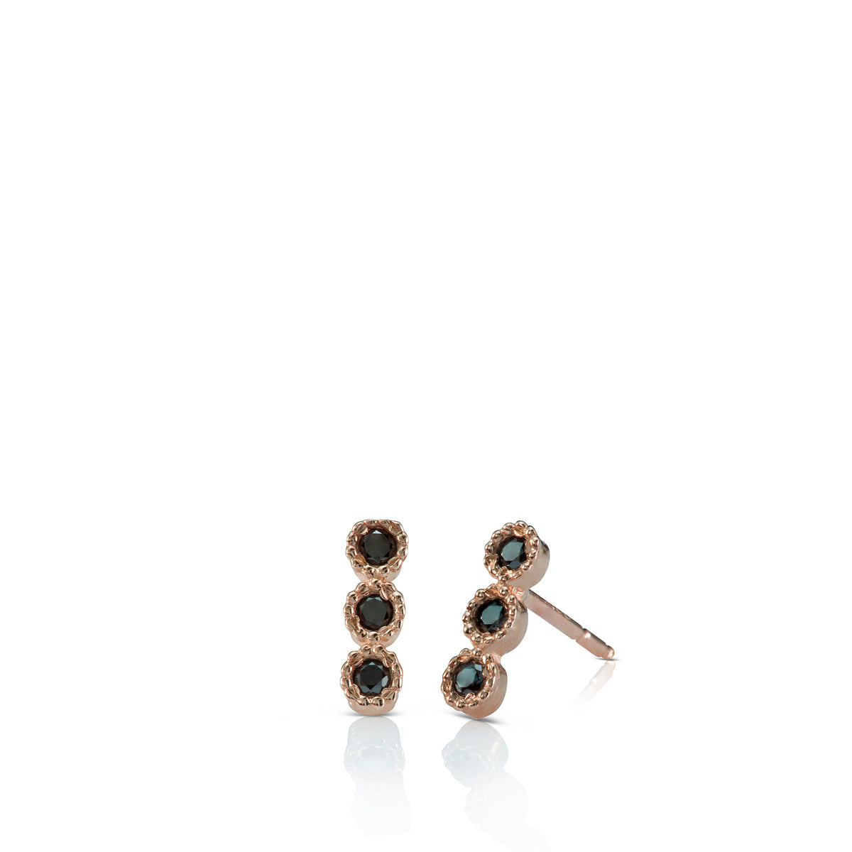 Black diamond earrings attached to gold
