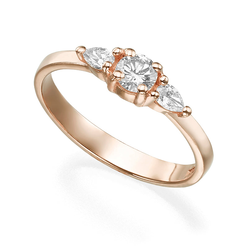 Round diamond engagement ring and two drops
