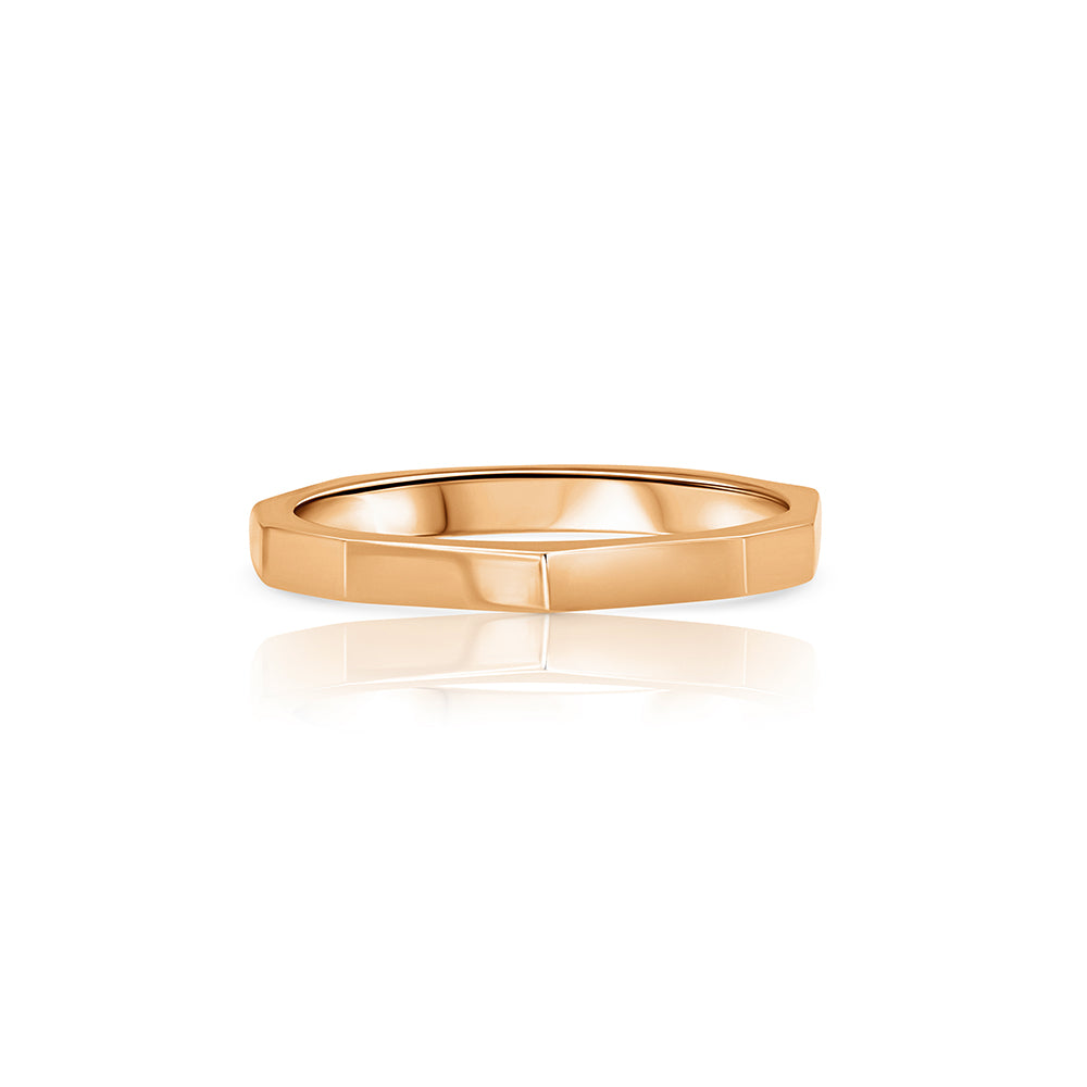 Wedding ring with flat ribs, wedding ring for man and woman, geometric design ring