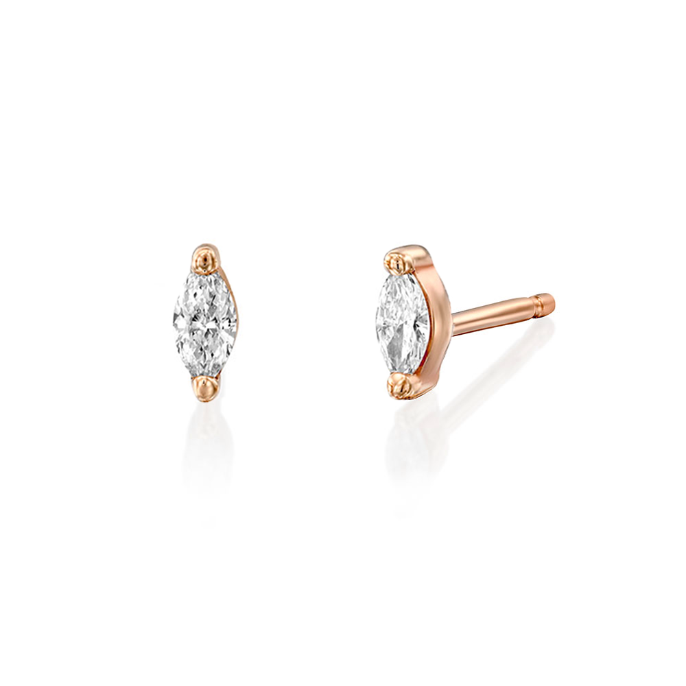 Marquise-cut diamond earrings (14 points) with teeth inlay