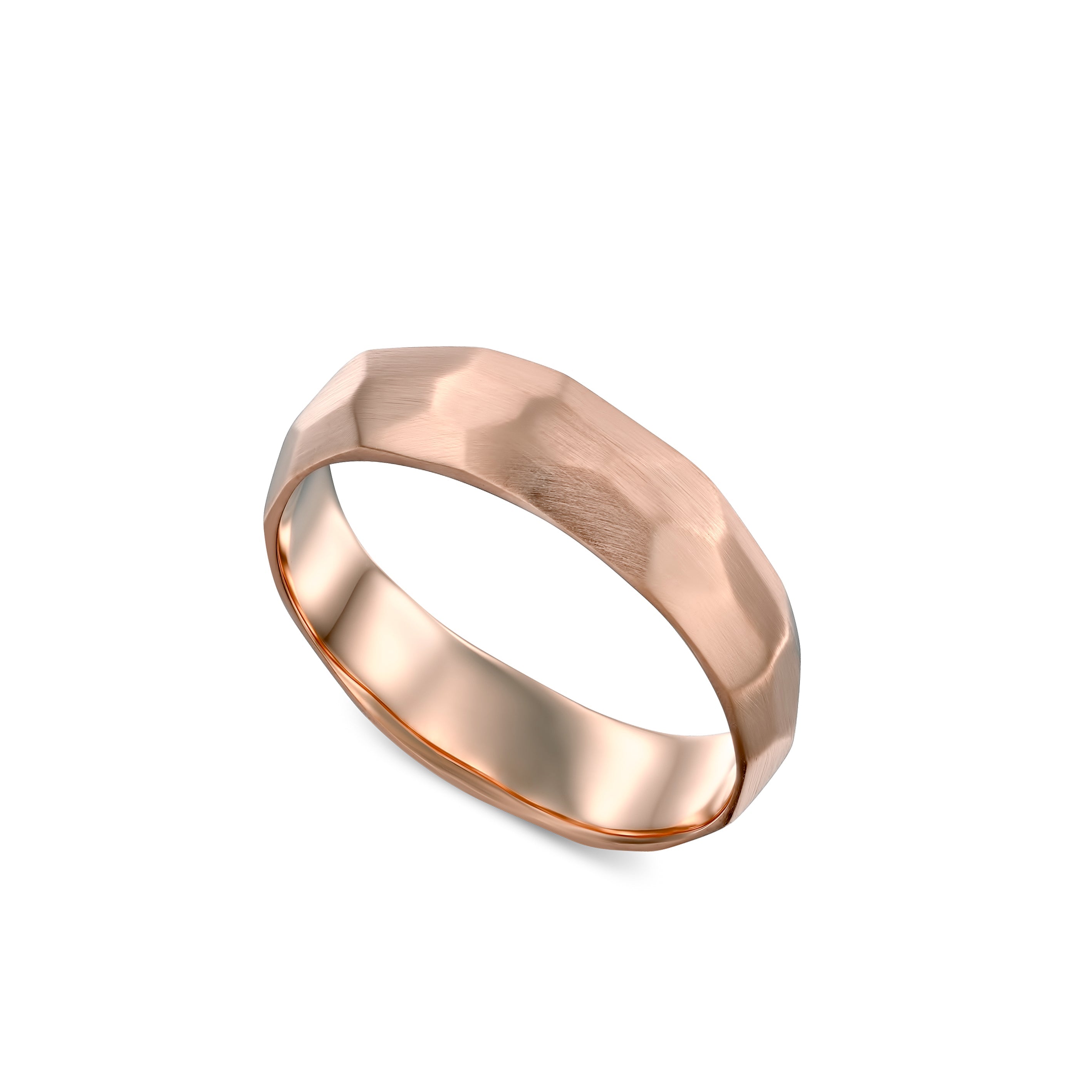 An asymmetrical handmade wedding ring in an original design