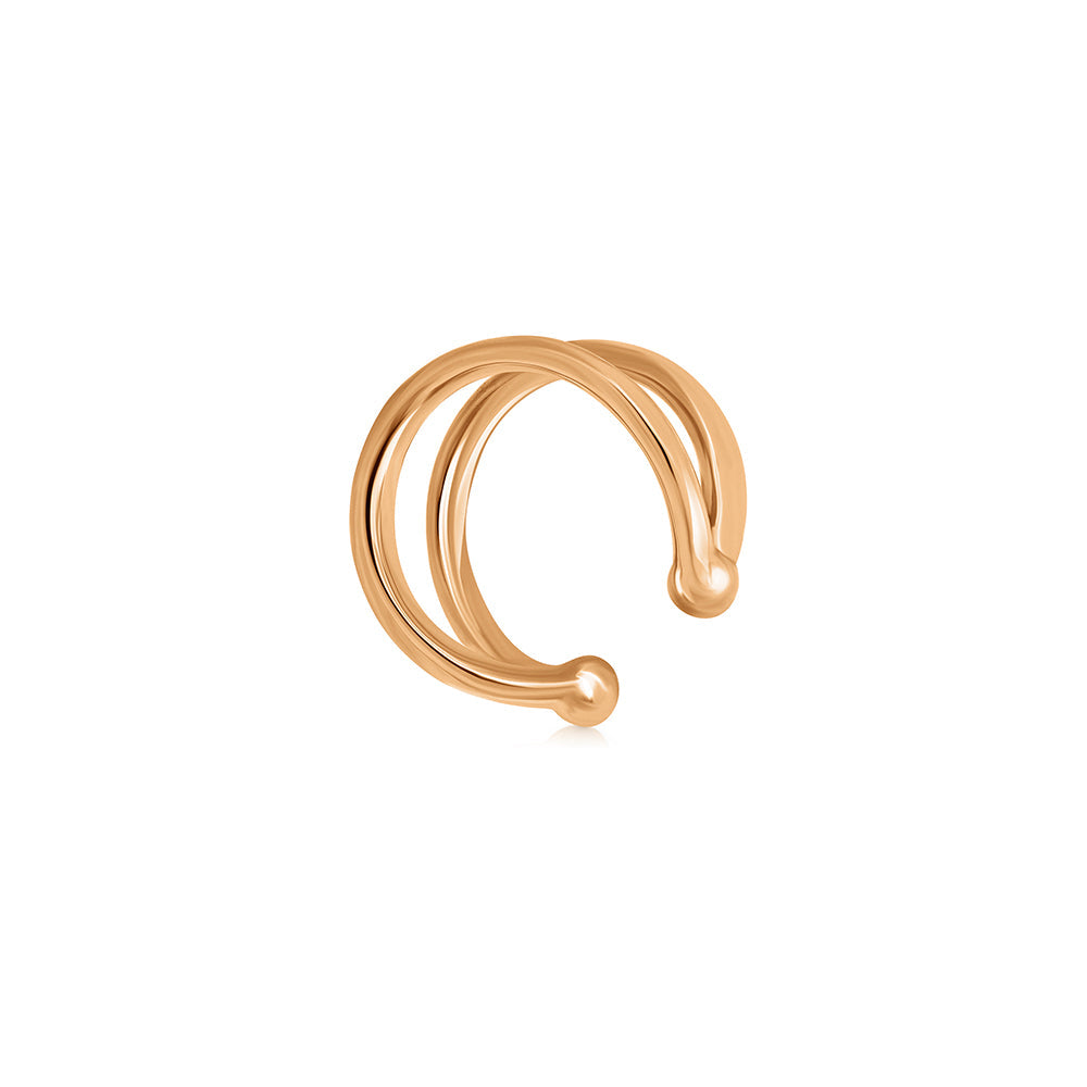Double gold hoop earring, the helix without a hole