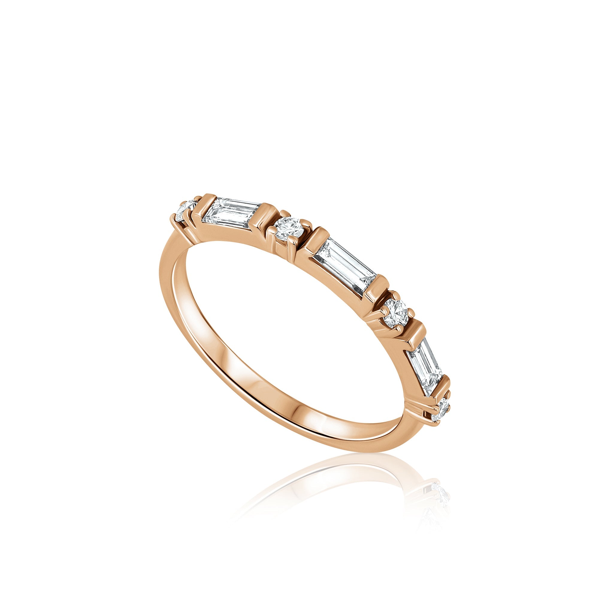 Baguette-cut semi-internet laboratory diamond ring
