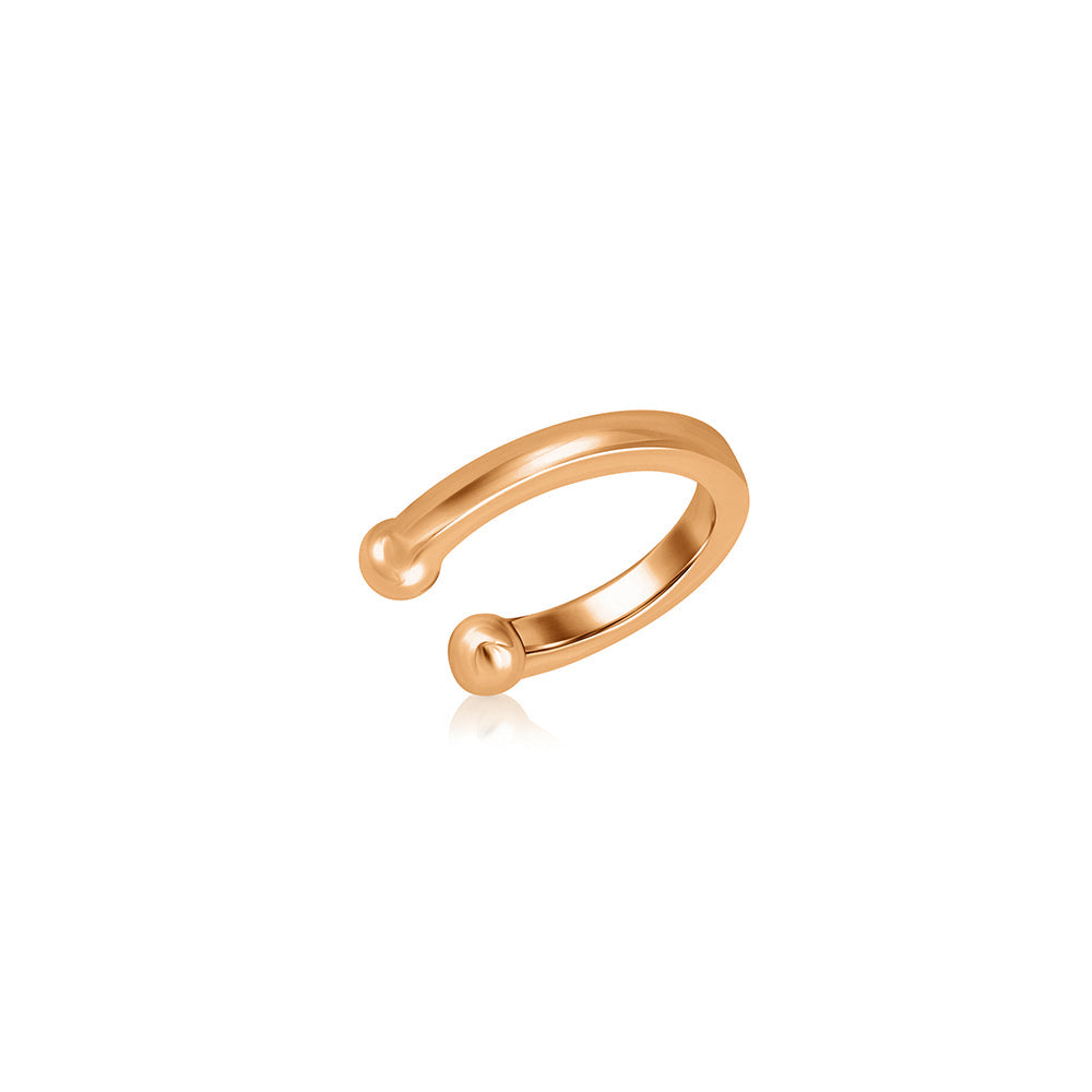 Gold hoop earring, the helix without a hole