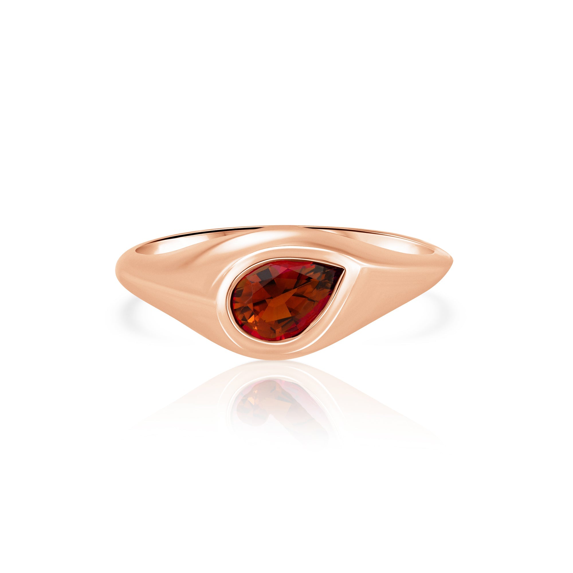 Drop signet ring, set with orange tourmaline