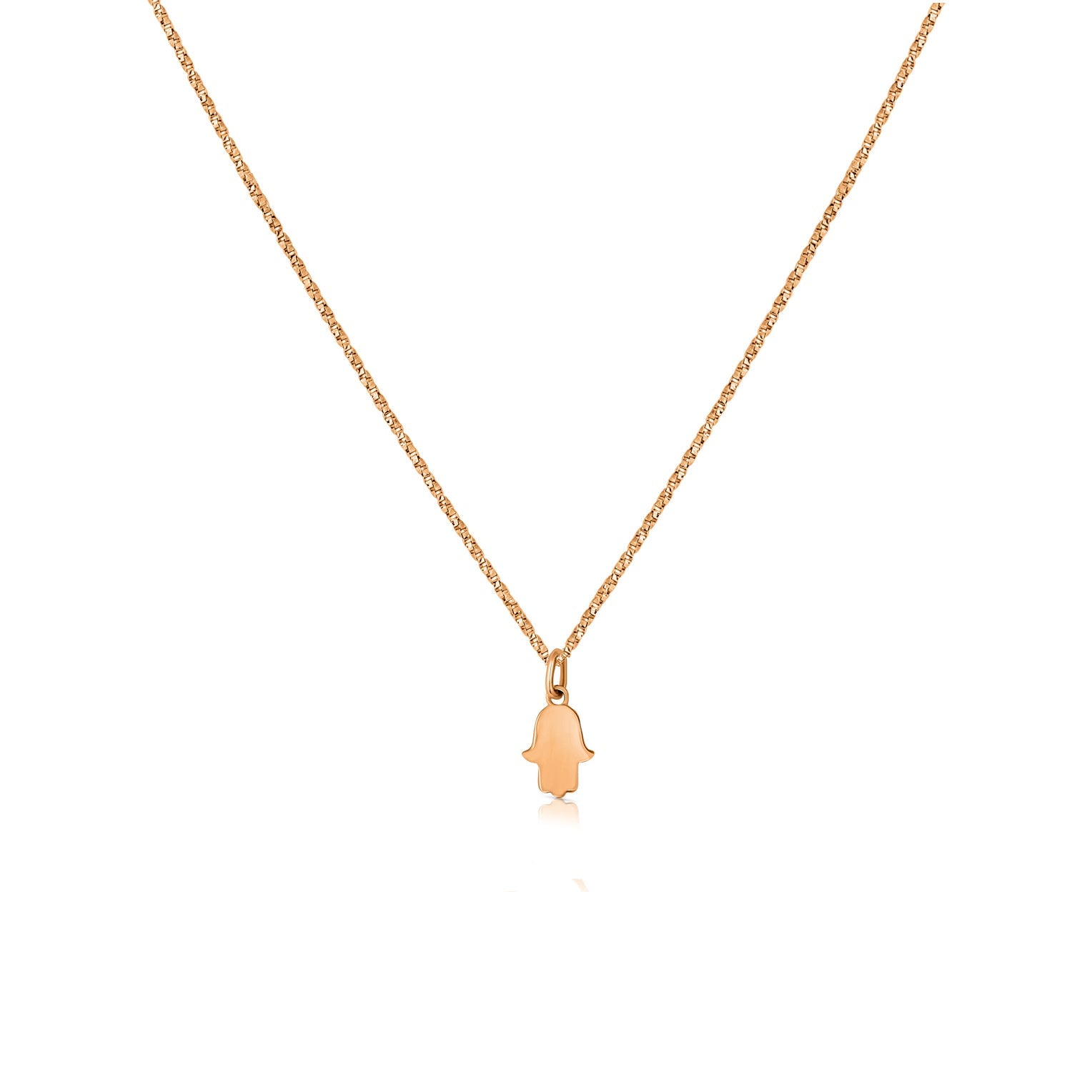 Gold necklace with a full, delicate hamsa pendant