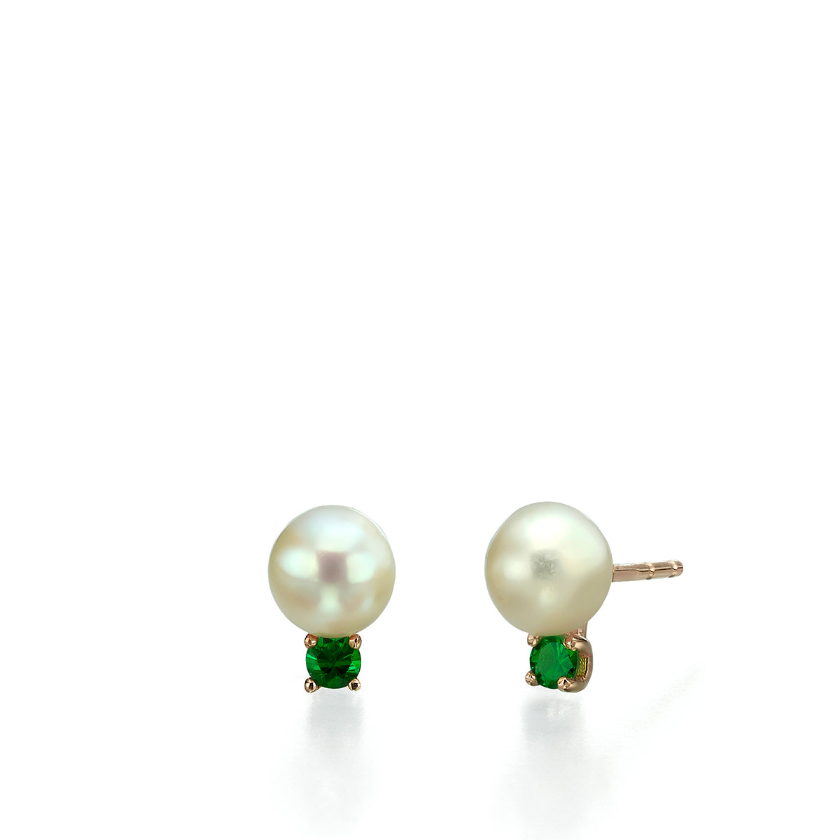 Studded pearl and emerald earrings