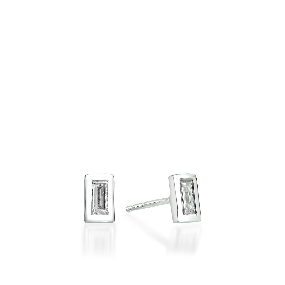 0.20ct baguette-cut laboratory diamond earrings with a gold frame
