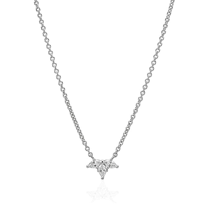 Gold chain set with 3 marquise-cut diamonds