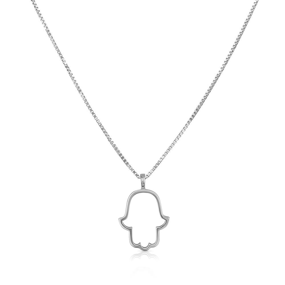 Hamsa gold necklace for women with large outline