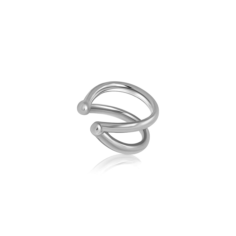 Double gold hoop earring, the helix without a hole
