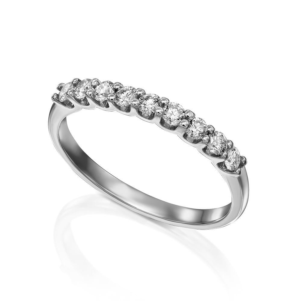 Gold ring with 9 laboratory diamonds weighing 5 points per diamond
