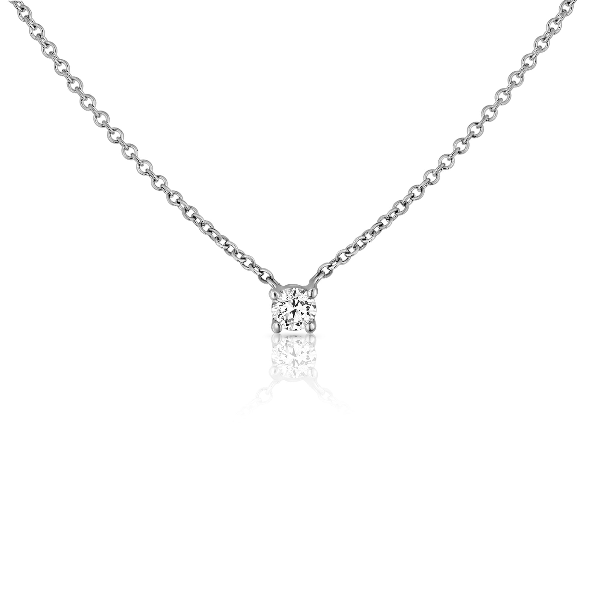 A classic gold chain set with a lab diamond weighing 10 points