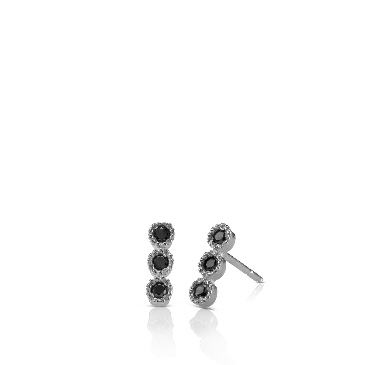 Black diamond earrings attached to gold