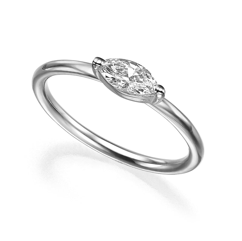 A horizontal marquise diamond ring