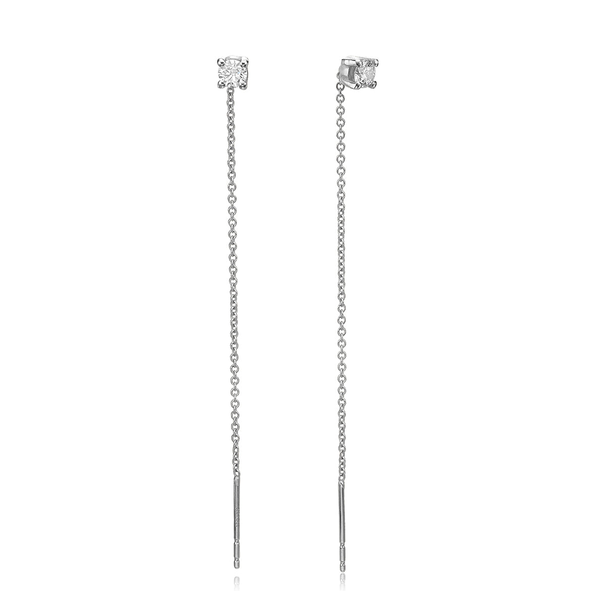 Gold chain earrings studded with 0.30ct diamonds