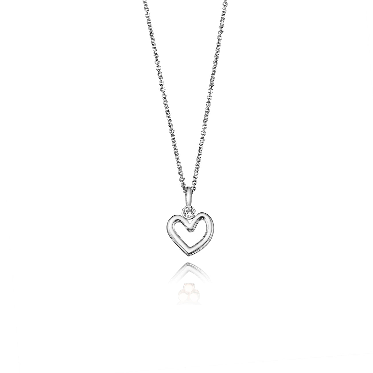 Gold necklace with a delicate heart pendant set with a diamond