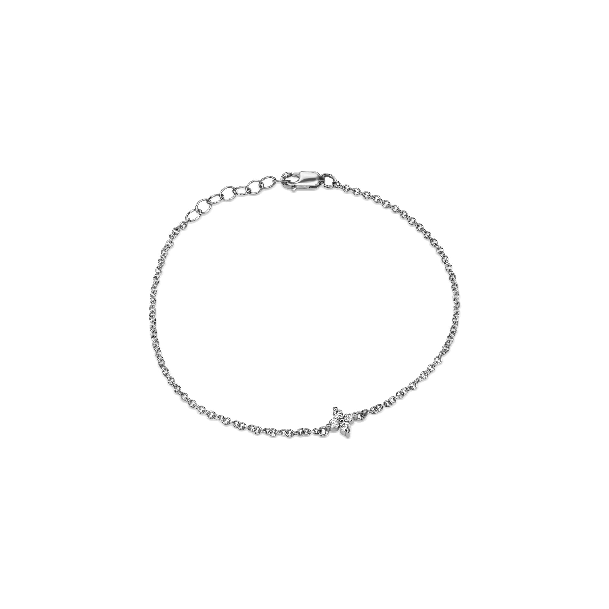 Gold bracelet for women set with 4 diamonds