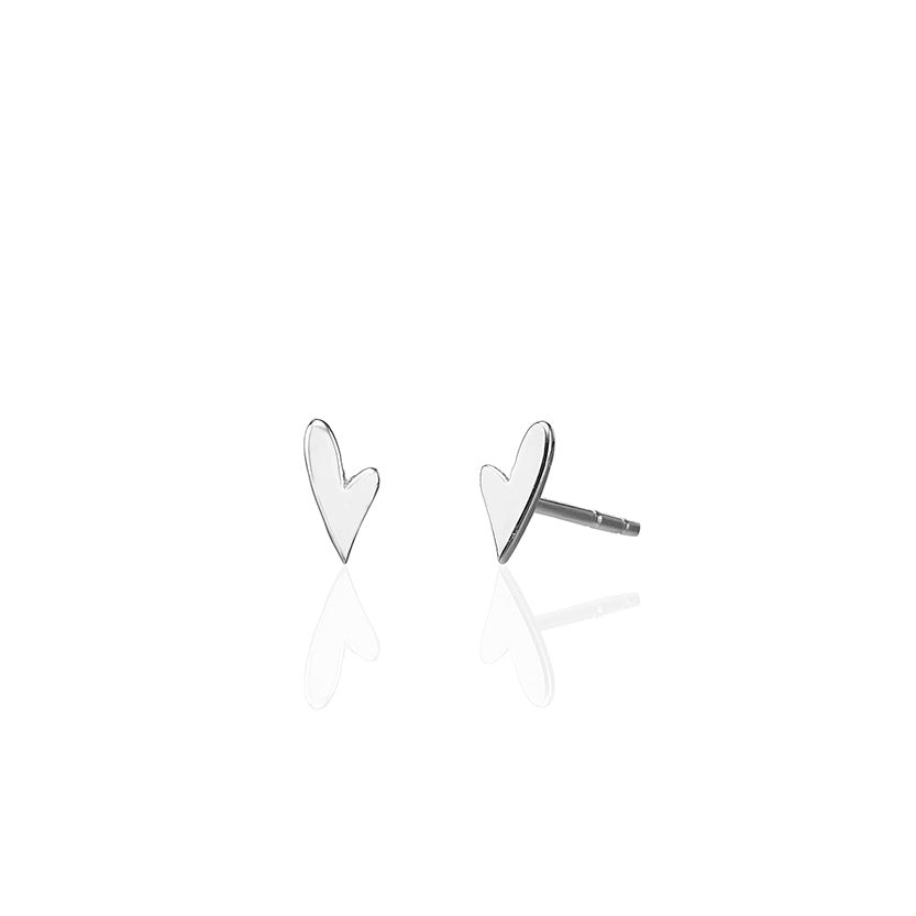 Small tight gold earrings in the shape of a small asymmetric heart