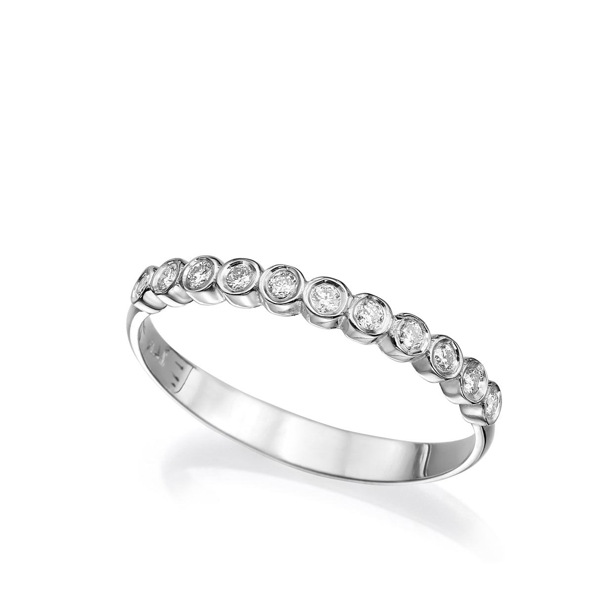 Gold ring with diamonds in cup setting