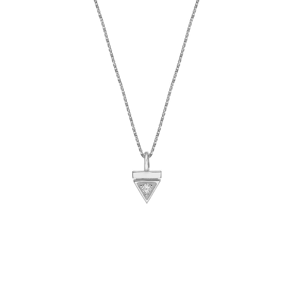 Fine gold chain with a triangle-shaped pendant studded with a 3-point diamond