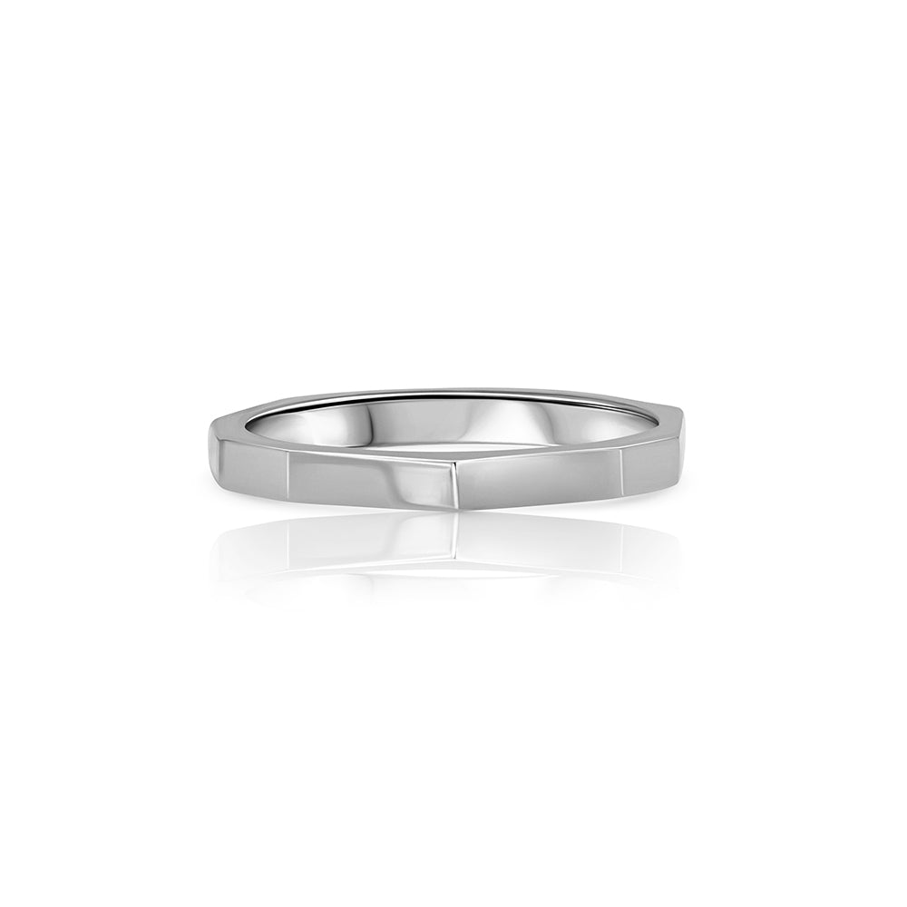 Wedding ring with flat ribs, wedding ring for man and woman, geometric design ring