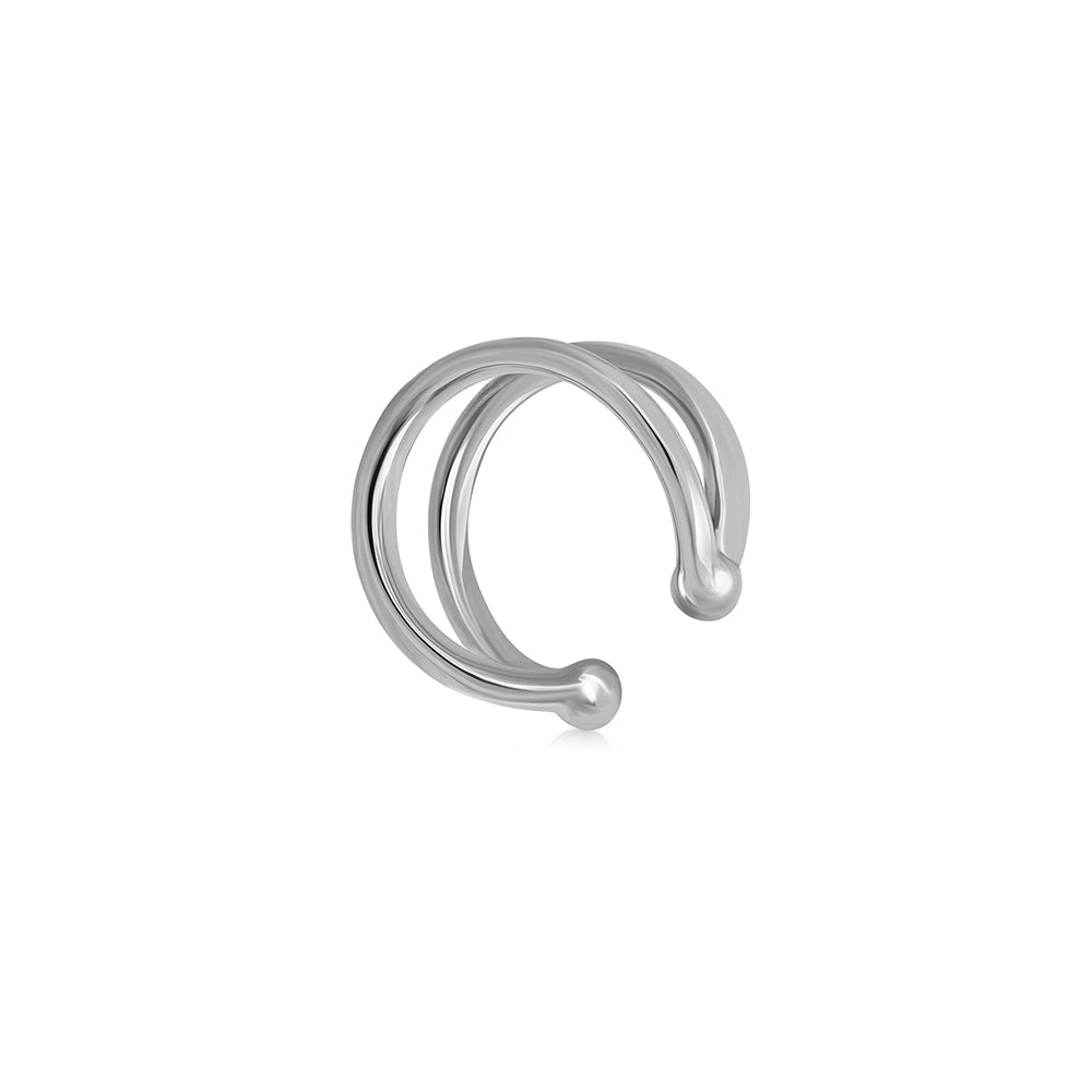 Double gold hoop earring, the helix without a hole