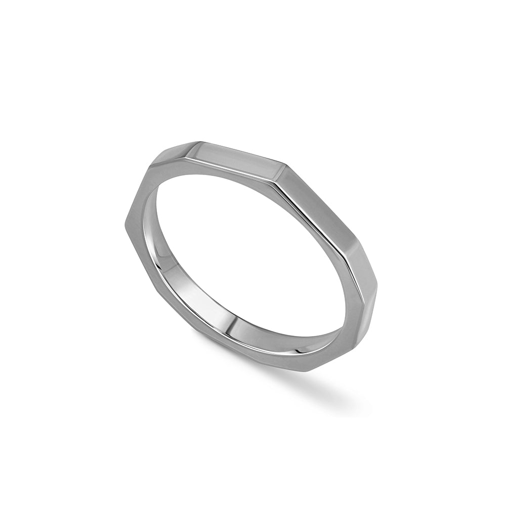 Wedding ring with flat ribs, wedding ring for man and woman, geometric design ring