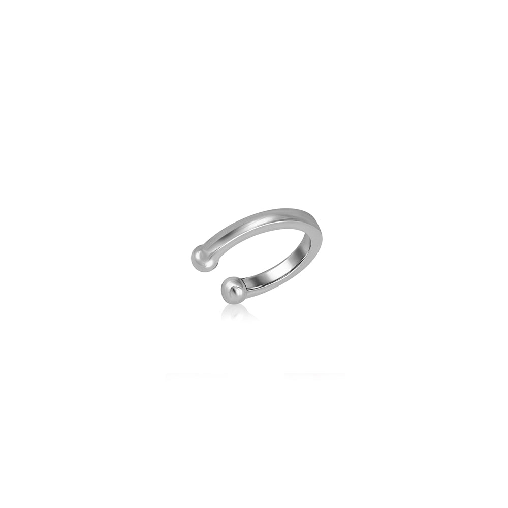 Gold hoop earring, the helix without a hole