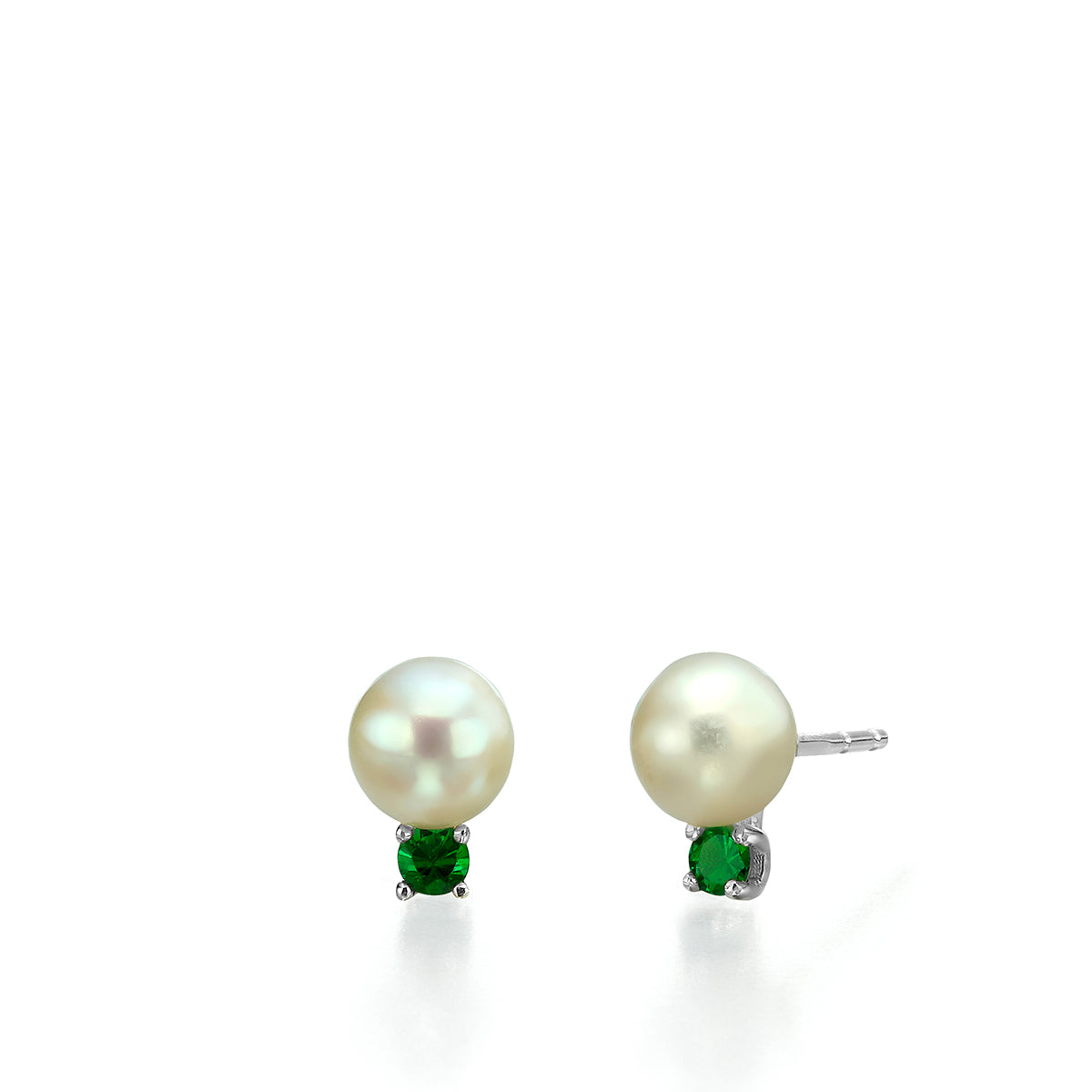Studded pearl and emerald earrings