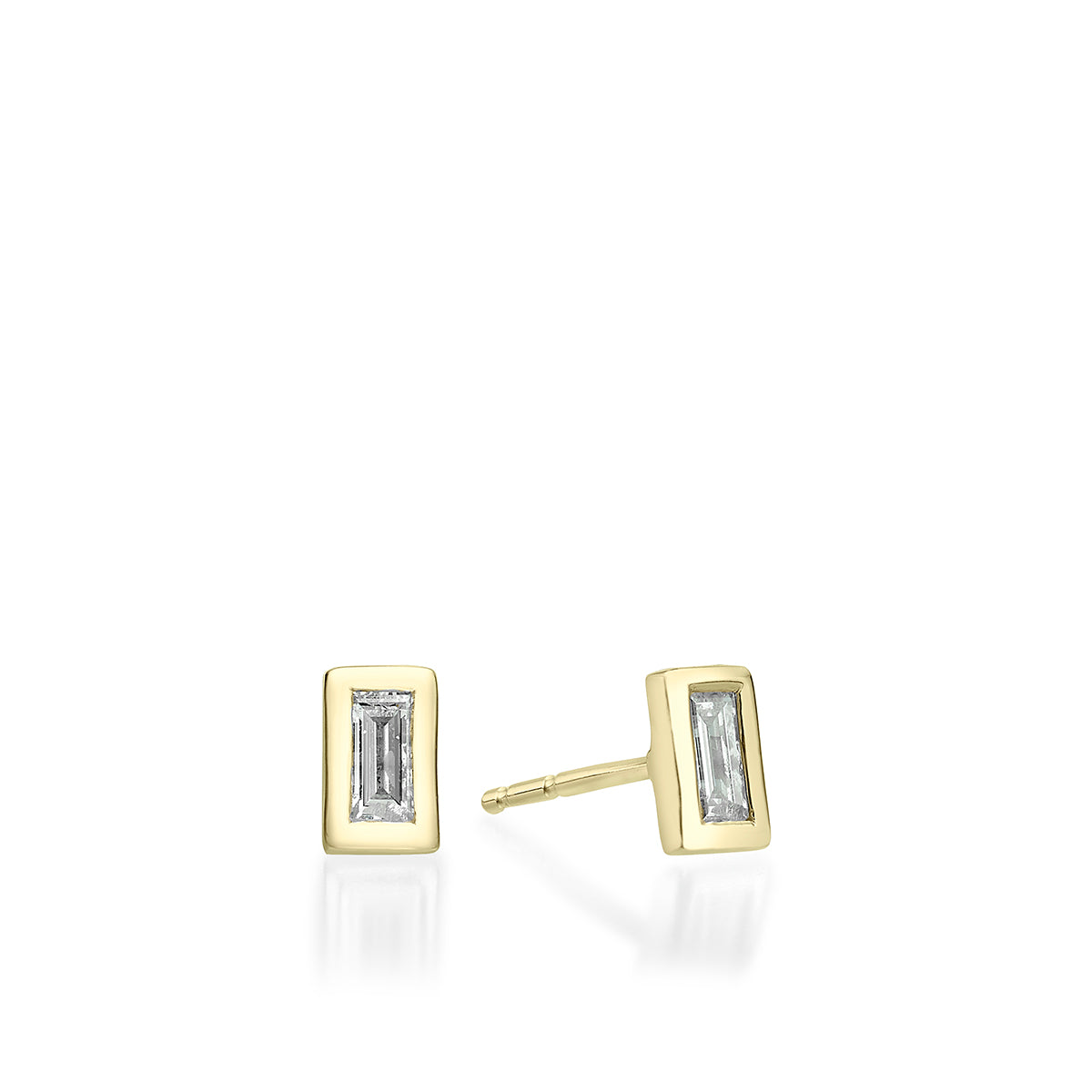 Attached diamond earrings with a frame studded with baguette-cut diamonds 0.20ct
