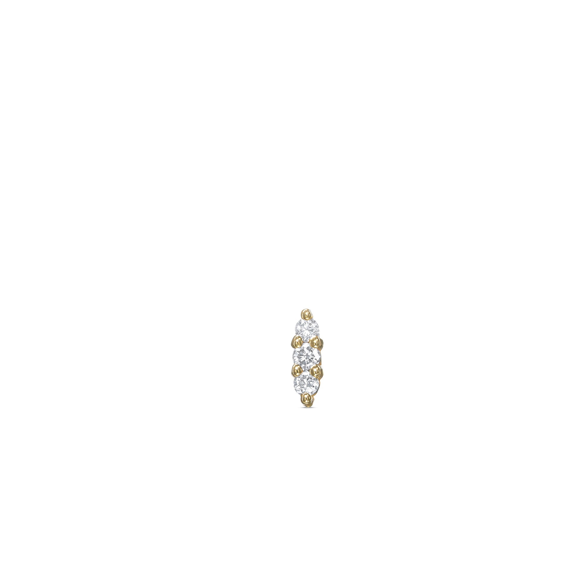 The special gold helix / tragus combined with a band studded with 3 diamonds