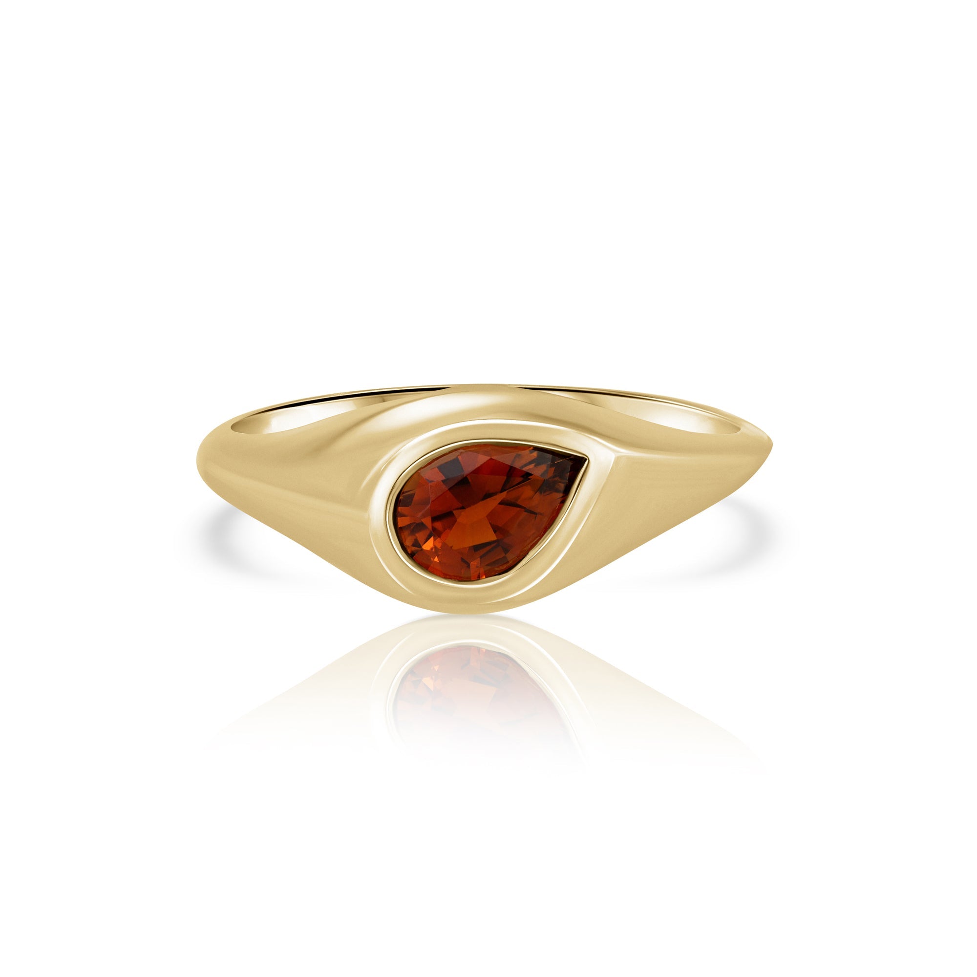 Drop signet ring, set with orange tourmaline