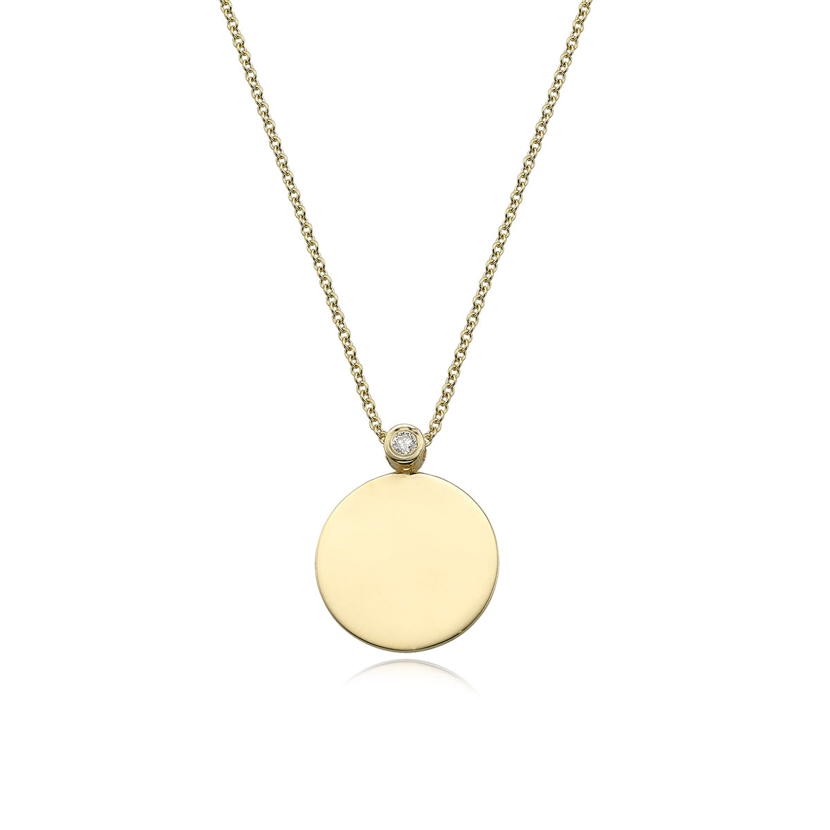 Round gold name necklace with diamond