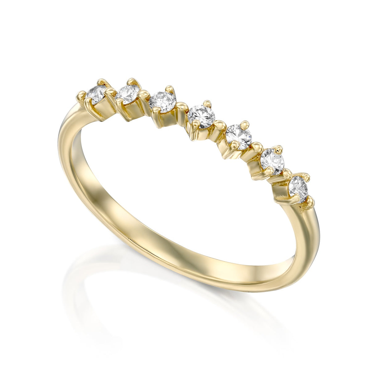 A delicate diamond ring set with 7 diamonds in a special setting Autumn ...