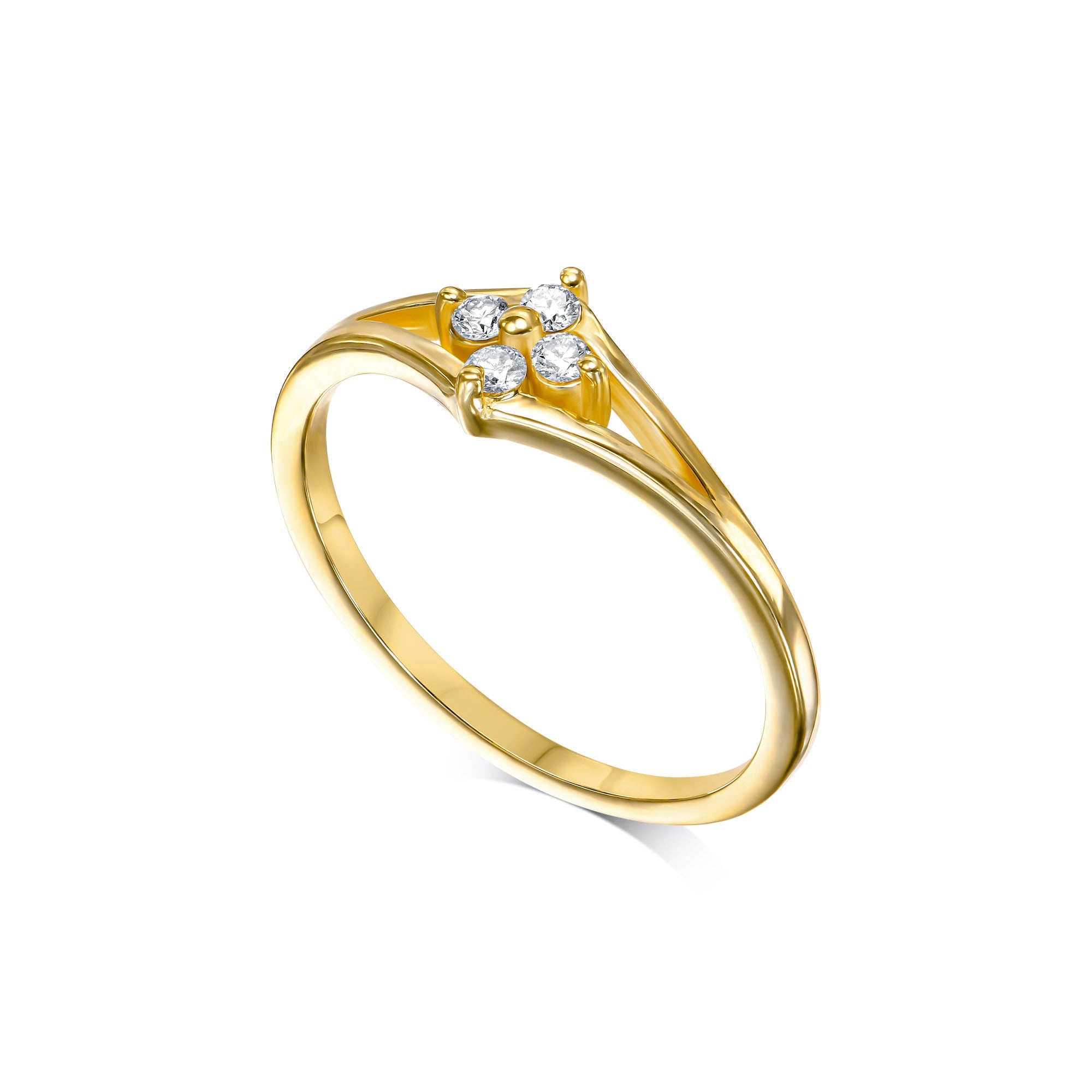 Delicate gold ring with vintage flower shaped diamonds