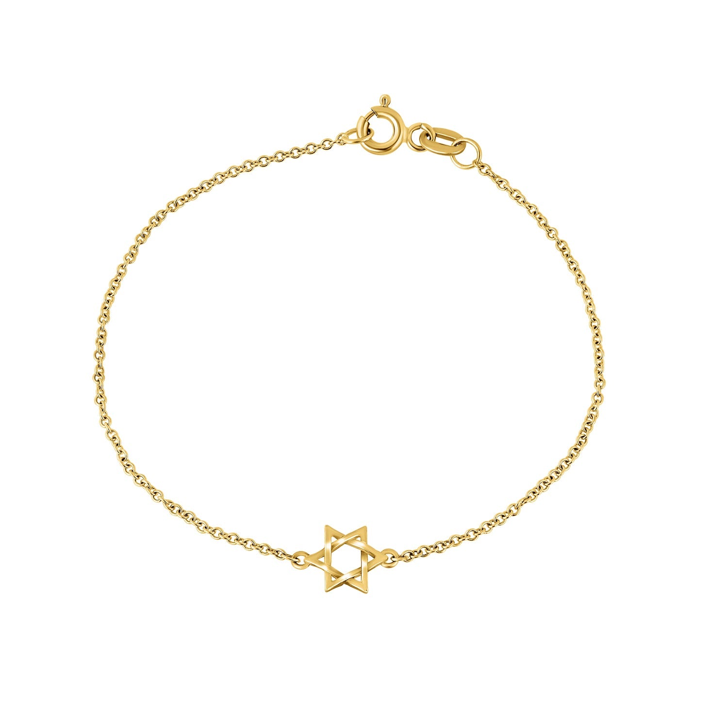 Gold bracelet, delicate Star of David, diameter 8 millimeters, delicate gold link chain