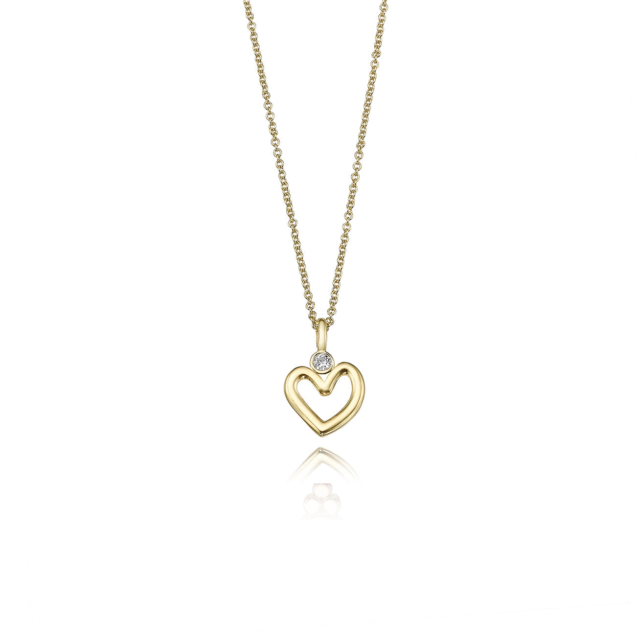 Gold necklace with a delicate heart pendant set with a diamond