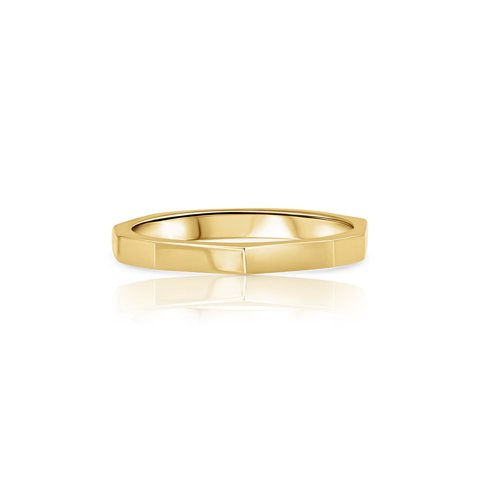 Wedding ring with flat ribs, wedding ring for man and woman, geometric design ring