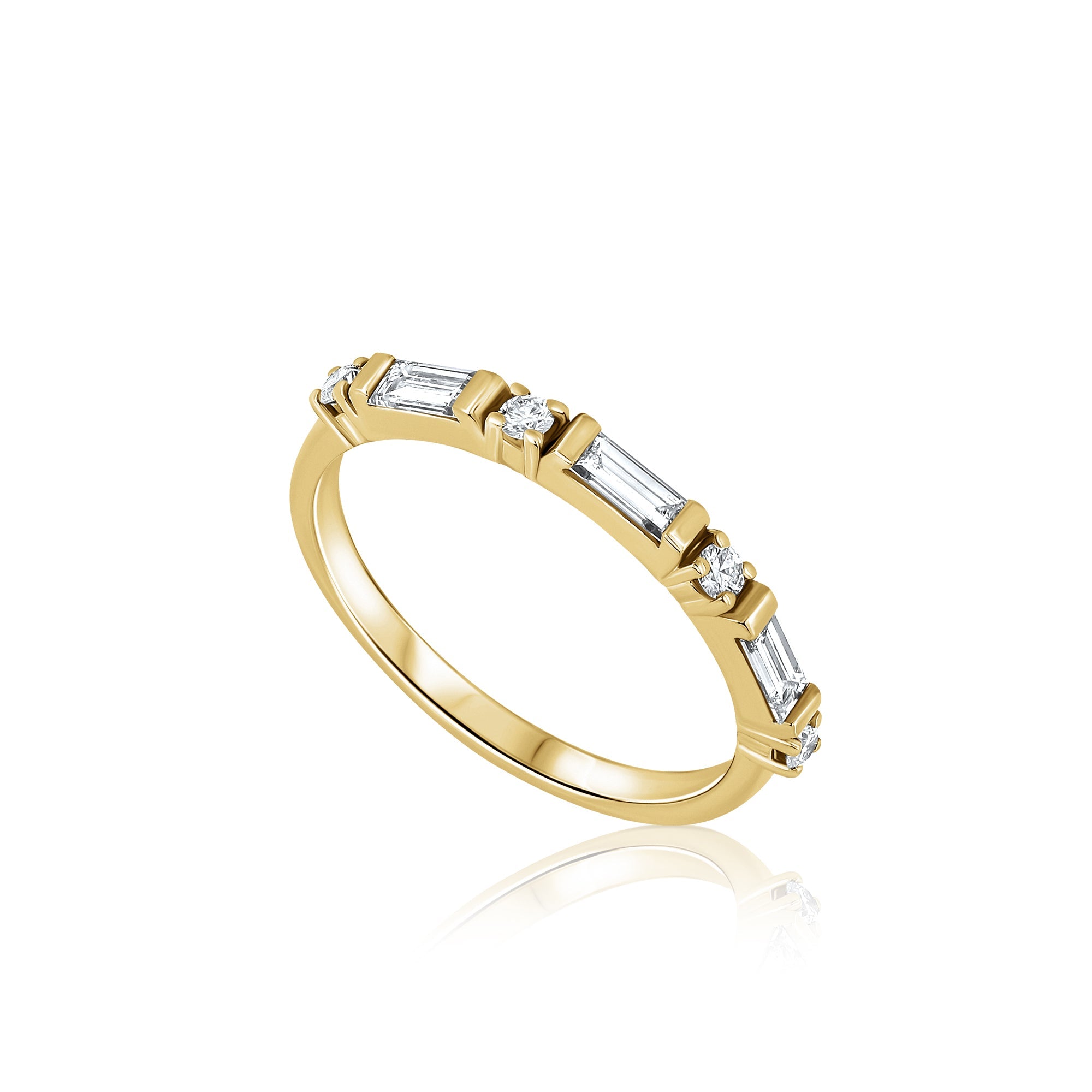 Baguette-cut semi-internet laboratory diamond ring