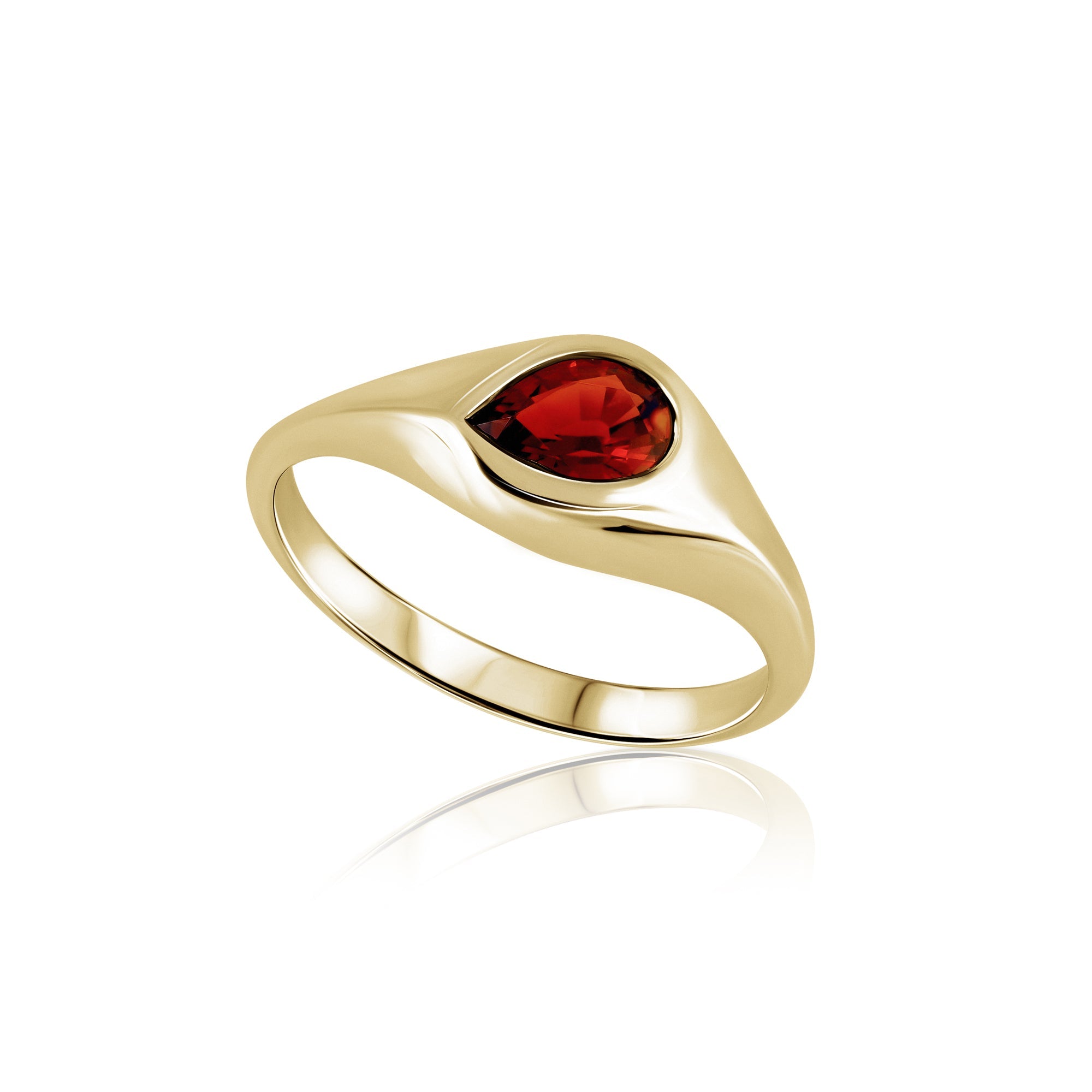 Drop signet ring, set with orange tourmaline