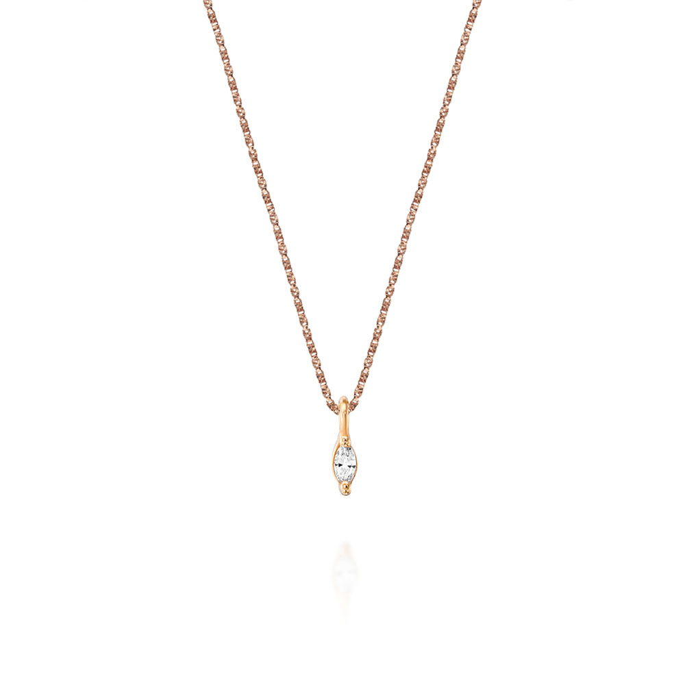 Solitaire necklace, marquise diamond (5 points) inlaid with teeth