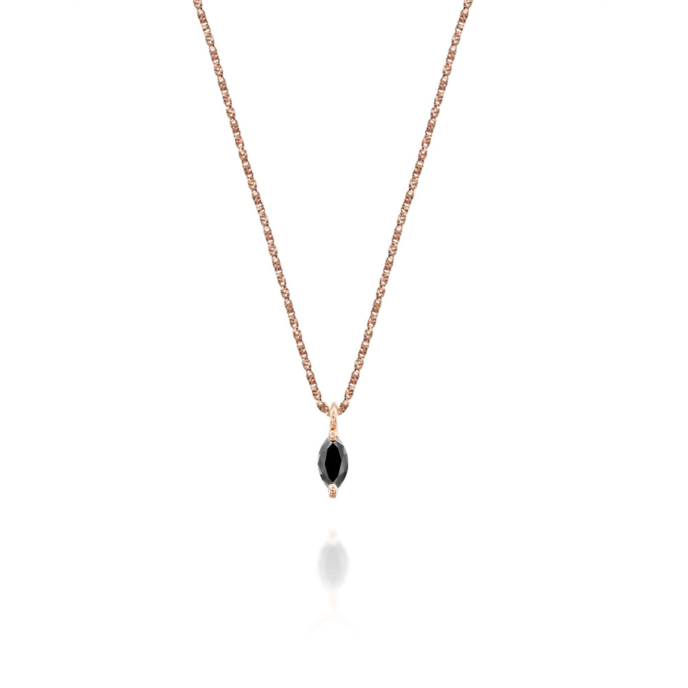 Solitaire necklace, marquise-cut black diamond (15 pts)